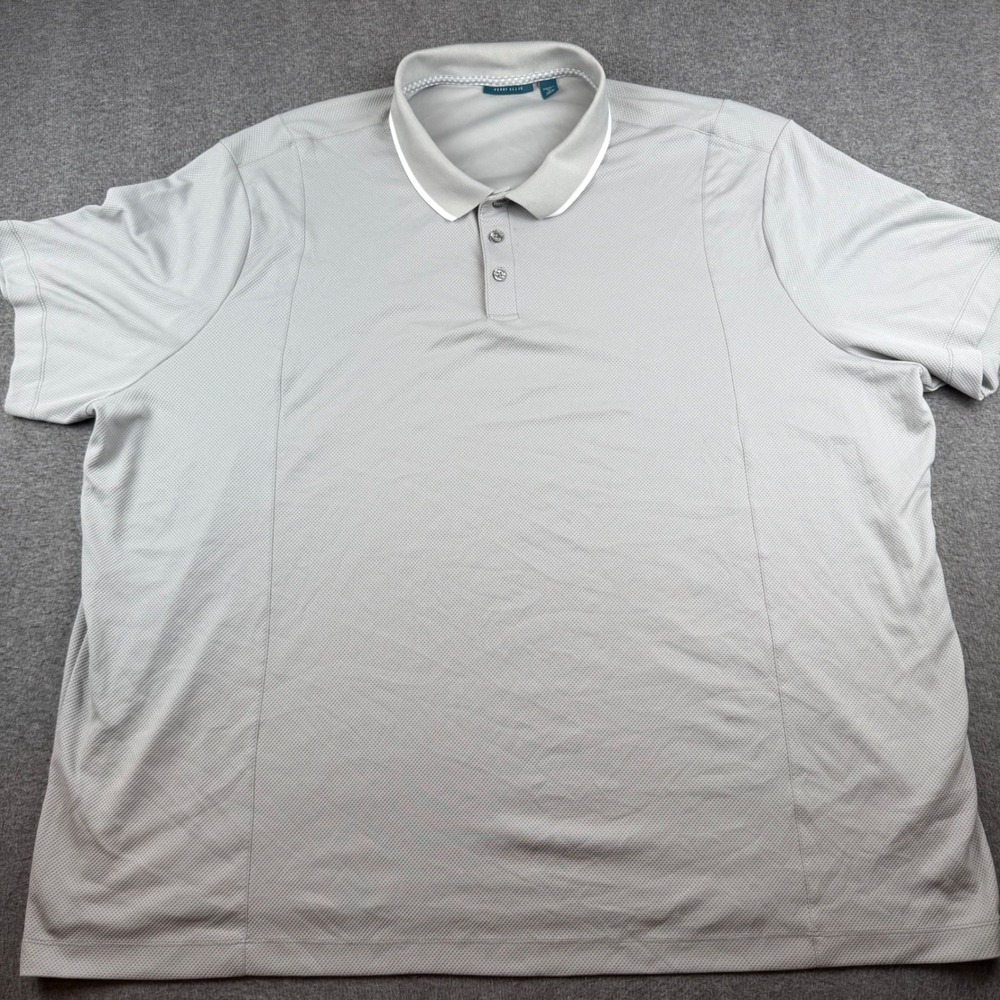 Perry Ellis Polo Shirt Men's 5X Grey Short Sleeve Textured Knit Golf Top